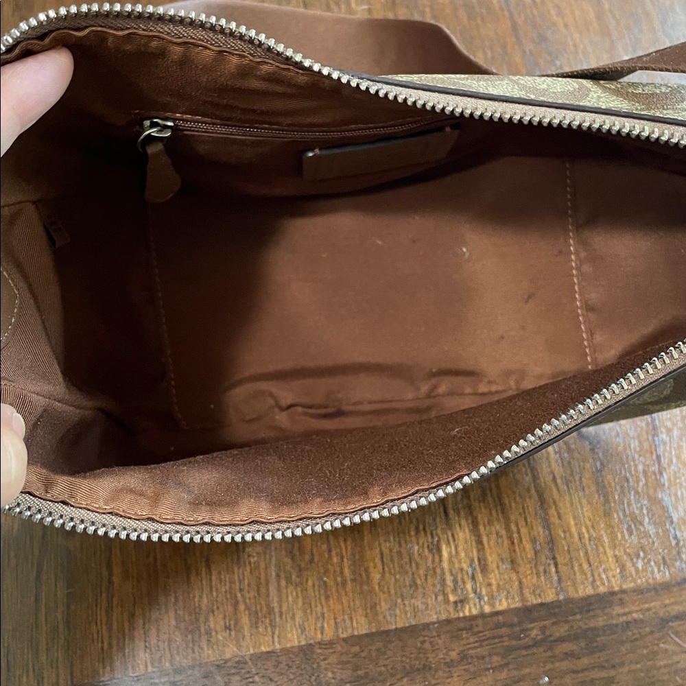 COACH Signature Brown Crescent Shoulder Bag with Adjustable Logo Strap - Picture 6 of 11